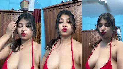 Chubby Cam Girl Rima Akter Nude Stripping Down to Tease Her Big Boobs