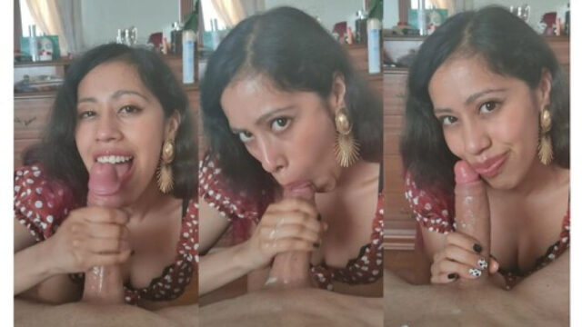 Beautiful Cute NRI Girl Giving Sensual Blowjob Until Cumshot