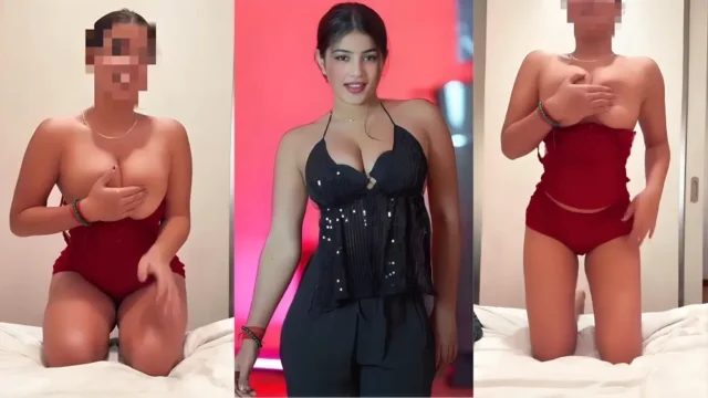Famous Insta model teases her fans before stripping off her sexy red top and flashing her perfect boobs