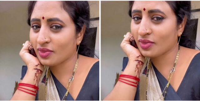 Sujatha Simhadri Tango Model In Black Saare Navel Showing