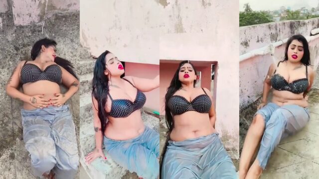 Instagram influencer gets her tiny dress wet while twerking on the roof