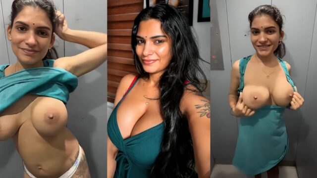 Busty Mallu model Resmi Nair flashes her big boobs and thick ass in a public elevator