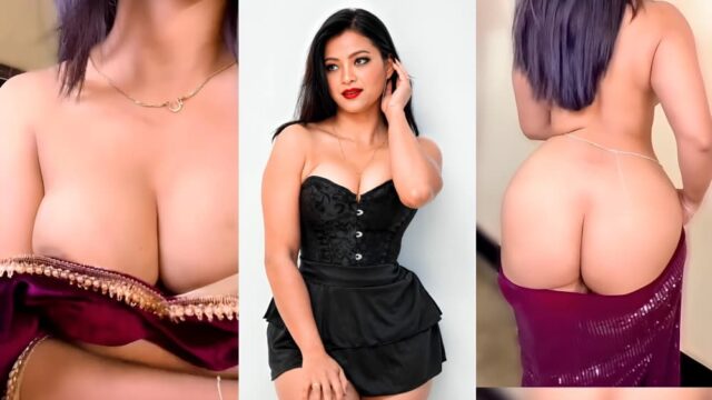Famous Insta influencer Smriti Buragohain strips from deep cleavage saree and goes fully nude