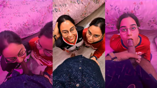 Bengali sisters Sunandini and Shinjini fight over a hard dick and suck it dry